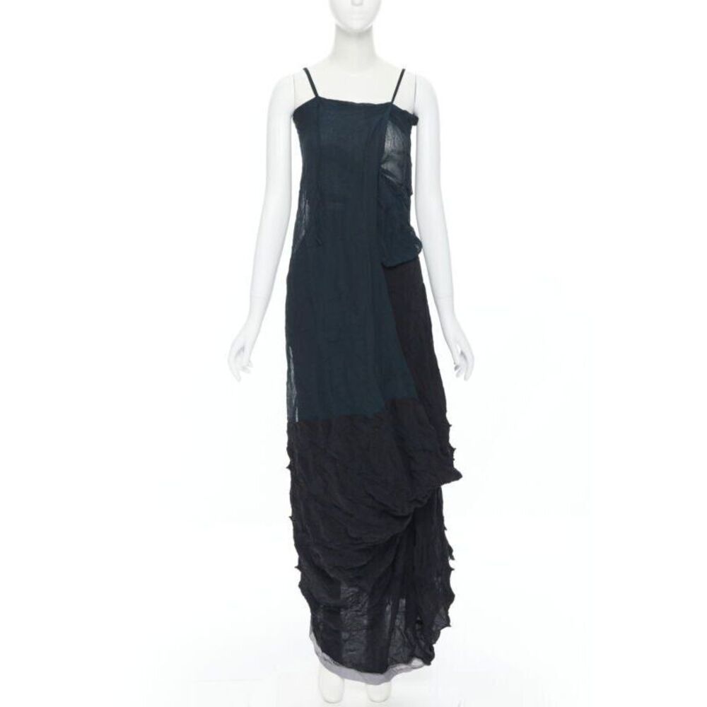 Yohji Yamamoto shibori dyed green black deconstructed dress